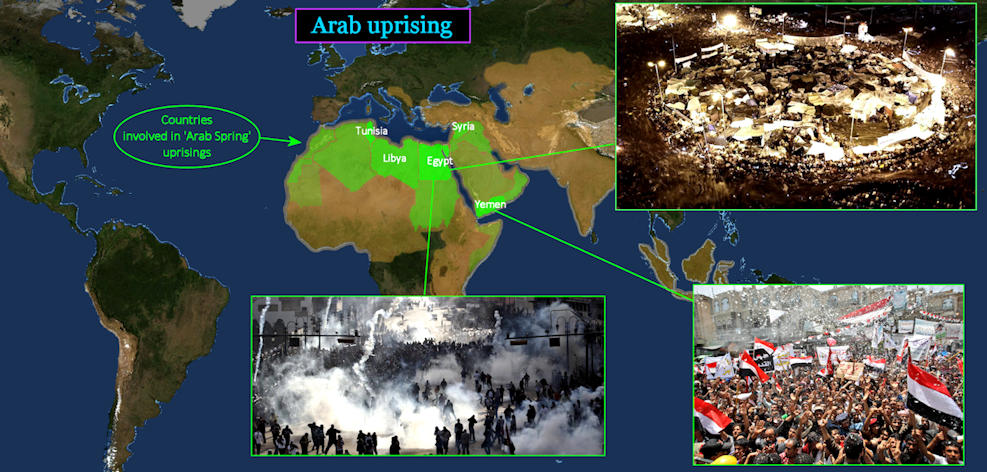 Arab Spring, 2010s map